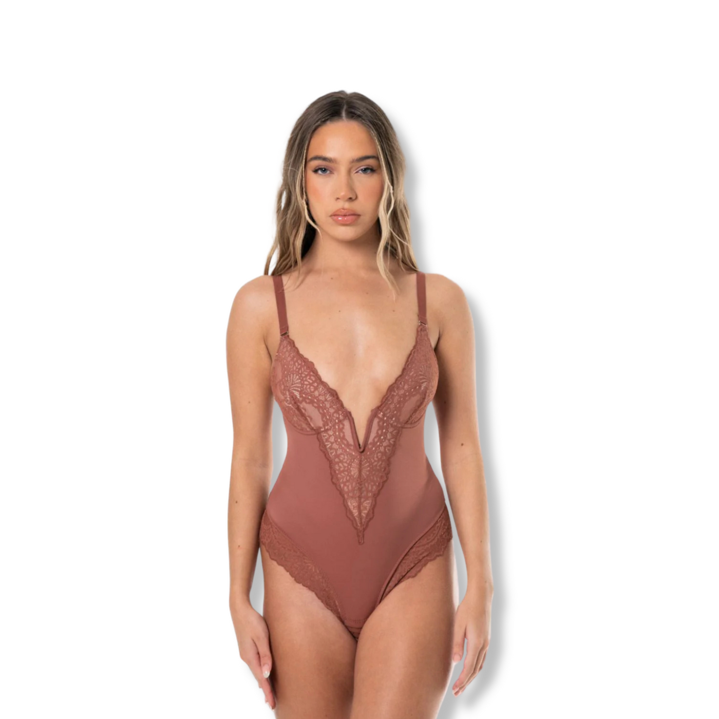 V-Neck Laced Bodysuit
